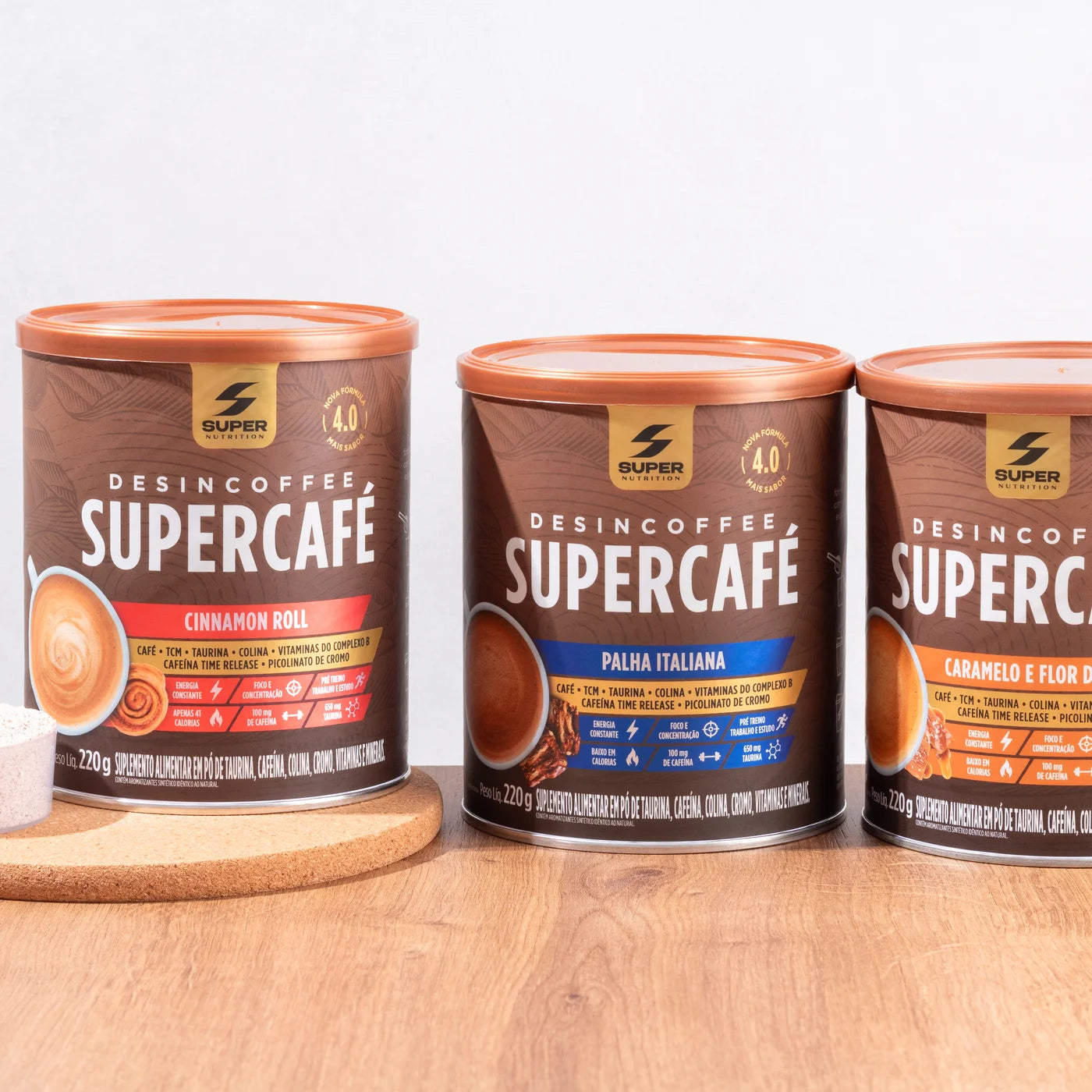 Desincoffee performance coffee tins on a wooden table