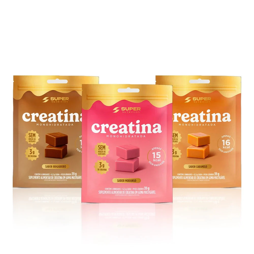 Creatine Bites Tasting Pack: Brigadeiro, Strawberry and Caramel pouches