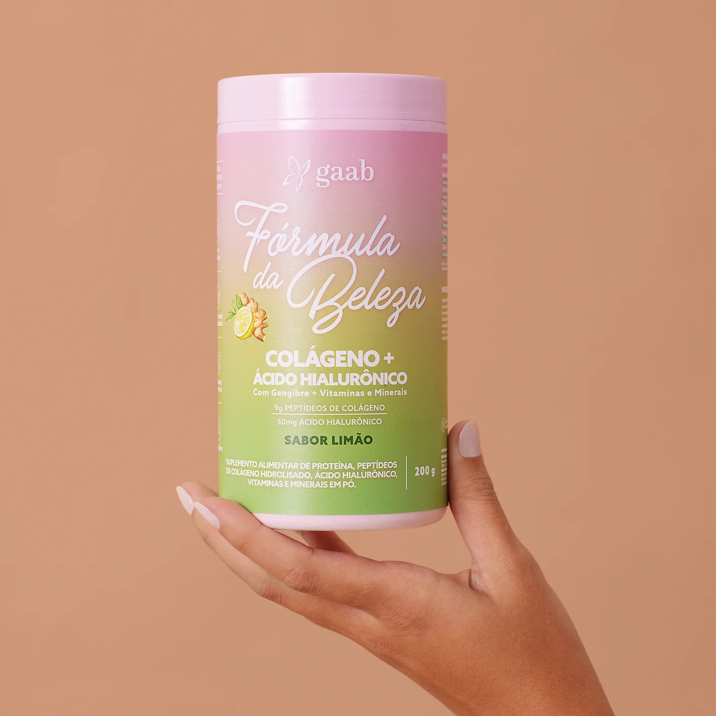Hand holding GAAB Beauty Formula collagen
